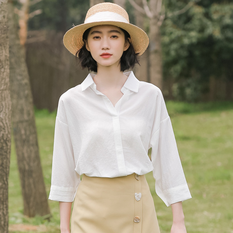 white Three Quarter Sleeve Sense of design Chiffon Versatile Sunscreen Thin section shirt jacket 2022 new pattern Korean Edition Easyin the Women's clothing/Boutique , 时尚防晒服 category - from Buy2taobao.com to provide professional Taobao agent buy service