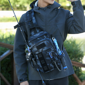 插竿路亚包新款 单肩男户外斜挎胸包渔具收纳便携耐磨防泼水钓鱼包