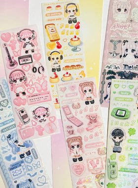 韩国frizzle女孩天使人物蕾丝咕卡贴纸ins追星小卡diy照片装饰贴