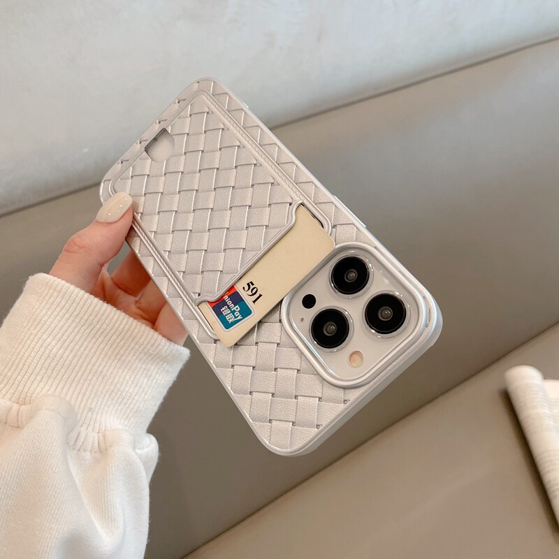 适用苹果15手机壳iphone14pro编织纹13pmax菱格11插卡12卡包xsmax证件卡槽xr卡套x放卡8plus纯色7p硅胶se软壳怎么看?