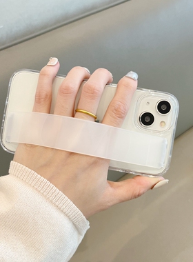 适用苹果16plus手机壳腕带款iPhone15一体手带14promax腕带式手持apple12小众高级感13pro超薄硬壳11全包磨砂
