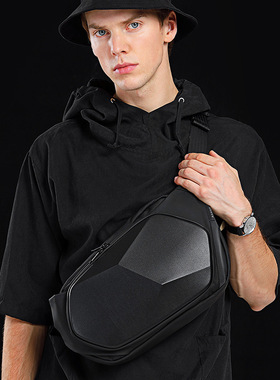 BANGE班歌BG-7229肩包防水胸包潮流斜跨包士多面体腰包商务硬壳小