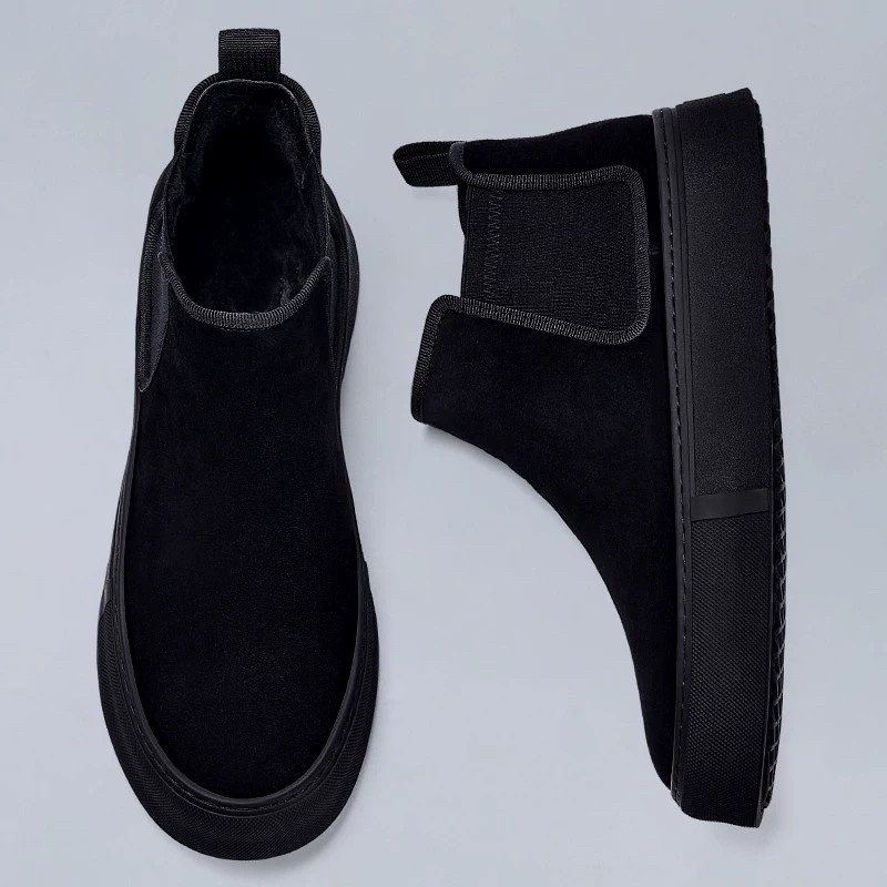 男鞋春季新款真皮高帮切尔西休闲男士潮流马丁靴男款百搭厚底靴子