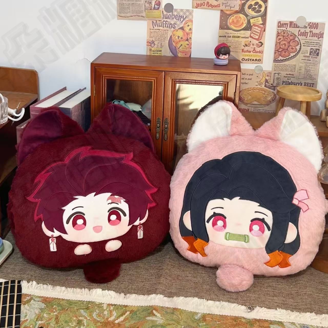 鬼灭之刃周边炭治郎蝴蝶忍祢豆子抱枕手捂子暖手宝棉花娃娃靠枕