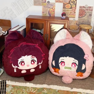 鬼灭之刃周边炭治郎蝴蝶忍祢豆子抱枕手捂子暖手宝棉花娃娃靠枕