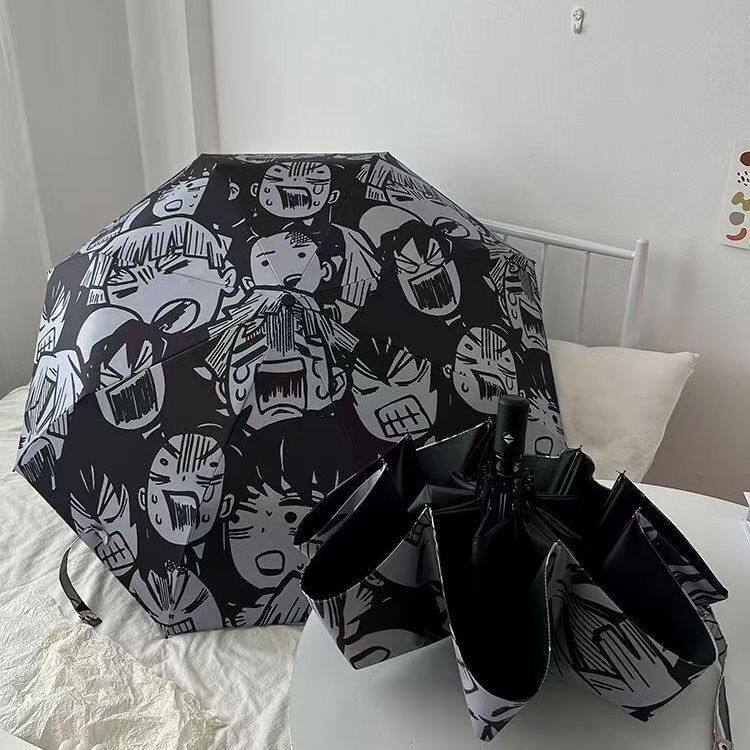 鬼灭之刃三折全自动遮阳伞黑胶防晒晴雨两用防紫外线太阳伞