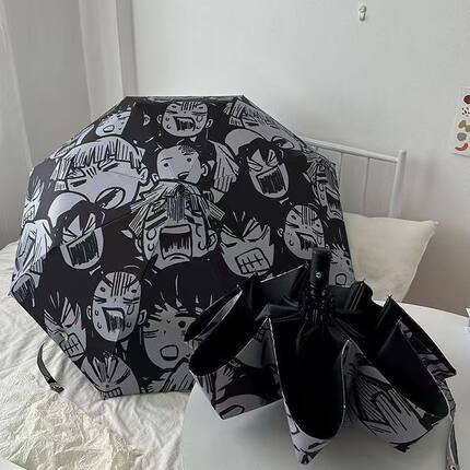 鬼灭之刃三折全自动遮阳伞黑胶防晒晴雨两用防紫外线太阳伞