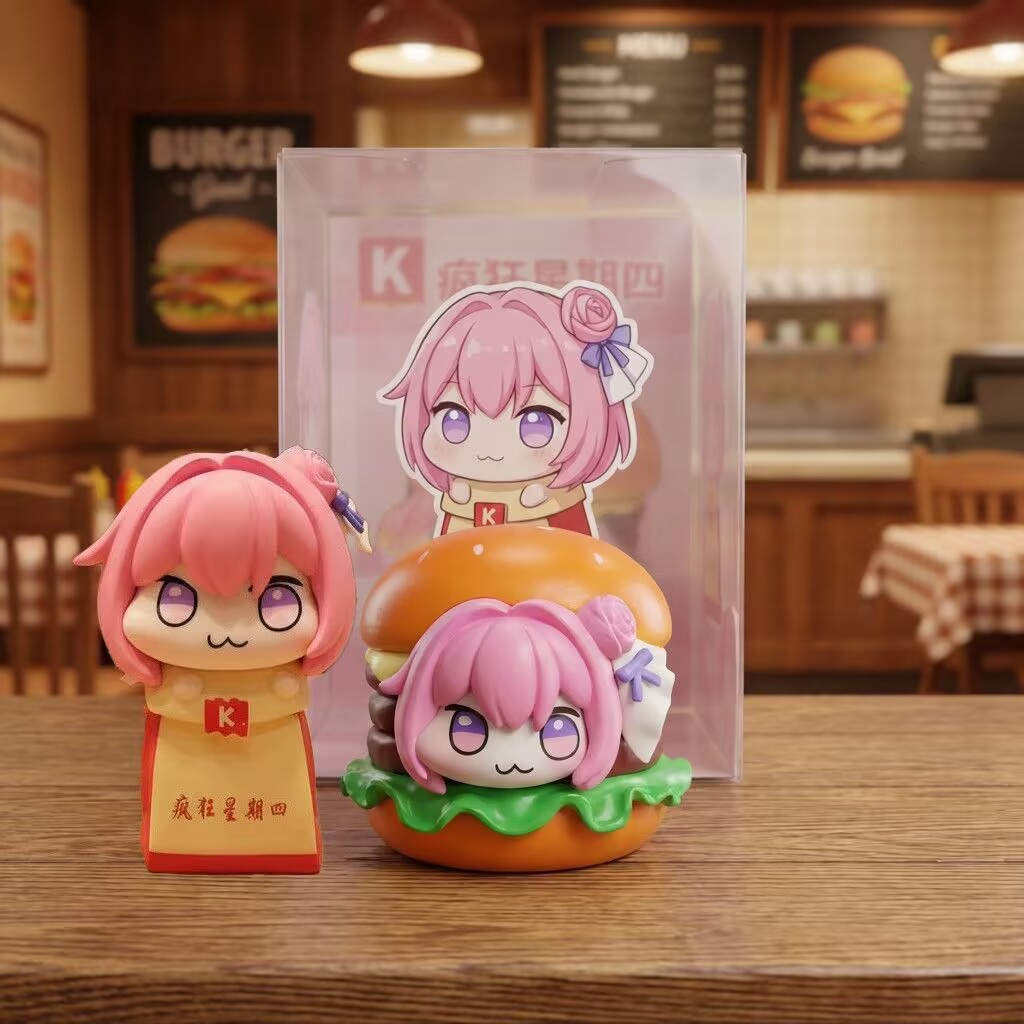 汉堡doro手办桃乐丝疯狂星期四V50吃开封菜玩具公仔生日礼物摆件