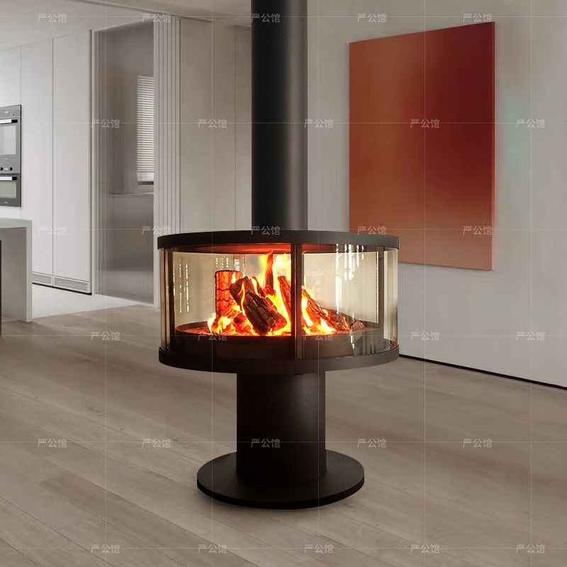 悬挂式壁炉燃木真火家用异形壁炉酒店民宿别墅客厅3D木柴取暖火炉