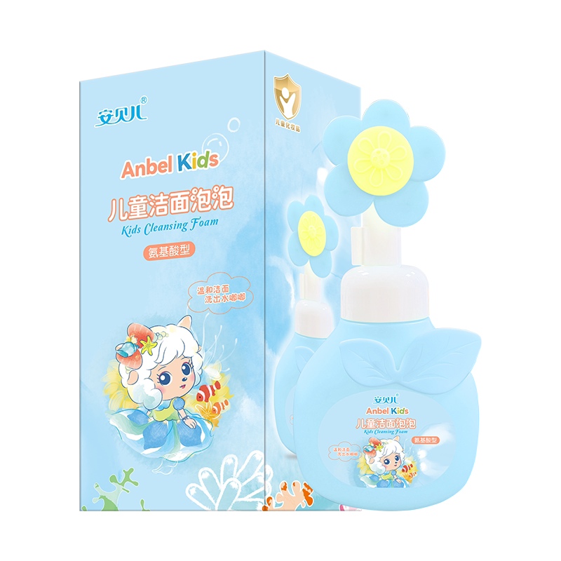 安贝儿儿童洁面泡泡300ml 女男孩洗脸小花氨基酸型清洁泡沫洗面奶