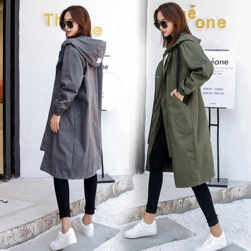 风衣女连帽胖mm宽松bf带帽大码