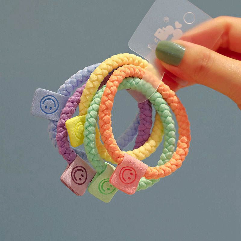 5根彩色编织马卡龙儿童橡皮筋