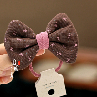 念念复古粉咖蝴蝶结儿童马尾发圈小女孩高弹力丸子头绳学院风头饰