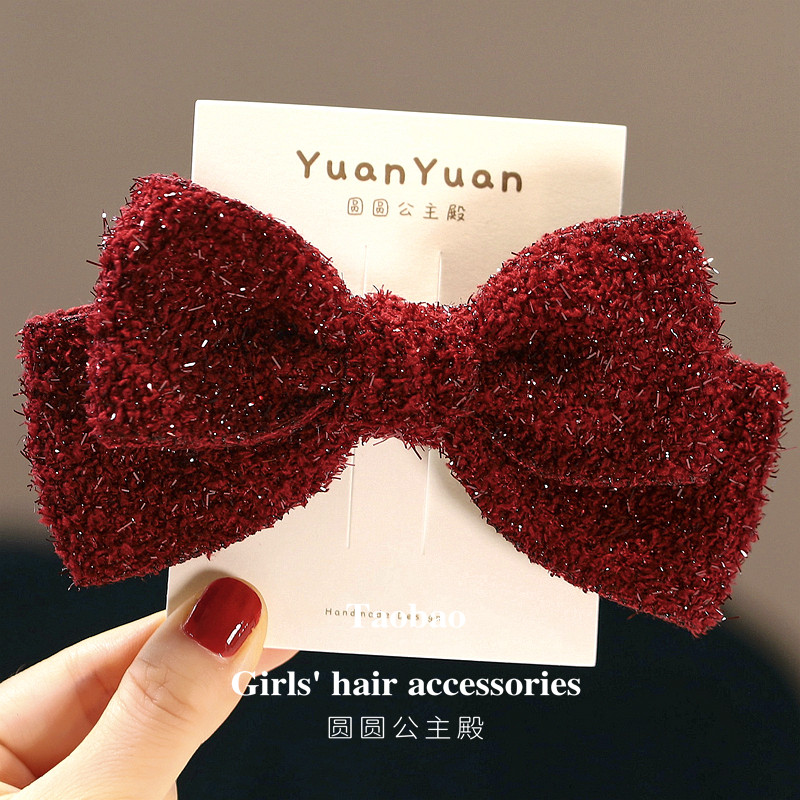 秋冬安可拉红亮丝蝴蝶结儿童发圈小女孩顶夹在逃公主新年马尾发夹,童装/婴儿装/亲子装,发饰,淘宝优惠券,粉丝福利购,淘宝优惠卷