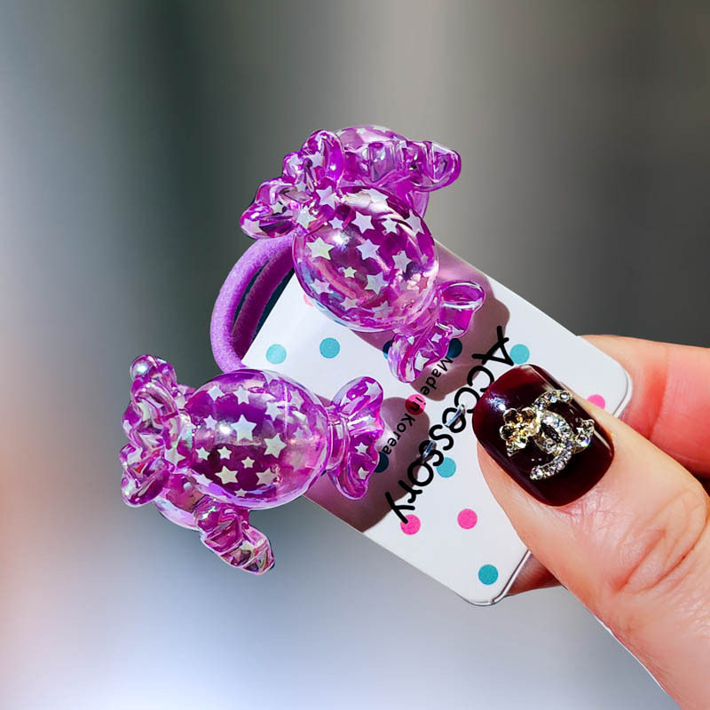 韩国AB彩儿童发绳女宝宝可爱糖果扎头发皮筋水晶感星星对扎女童