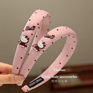高颅顶植绒波点猫咪儿童发箍头箍小女孩丸子大肠圈宝宝碎发BB夹