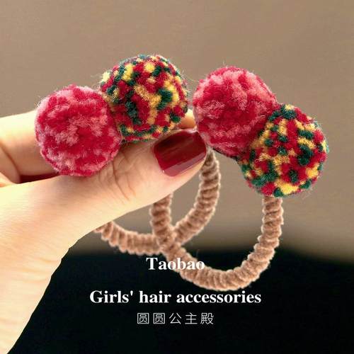 儿童韩版可爱发圈女童布艺小球球发绳女孩扎发不伤发宝宝皮筋头绳
