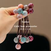 韩冰裂感闪闪球球宝宝扎辫子皮筋不缠发儿童绕绕头绳可爱马尾发圈