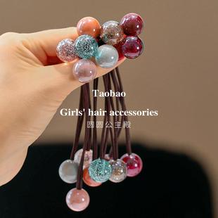 韩冰裂感闪闪球球宝宝扎辫子皮筋不缠发儿童绕绕头绳可爱马尾发圈