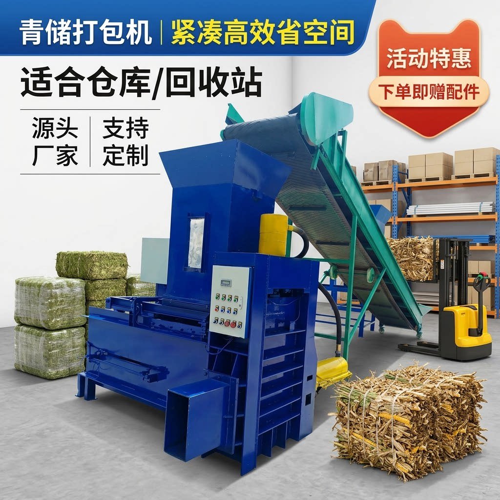 多功能三缸秸秆打包机 青储饲料自动草块机 干草稻草方型压缩机
