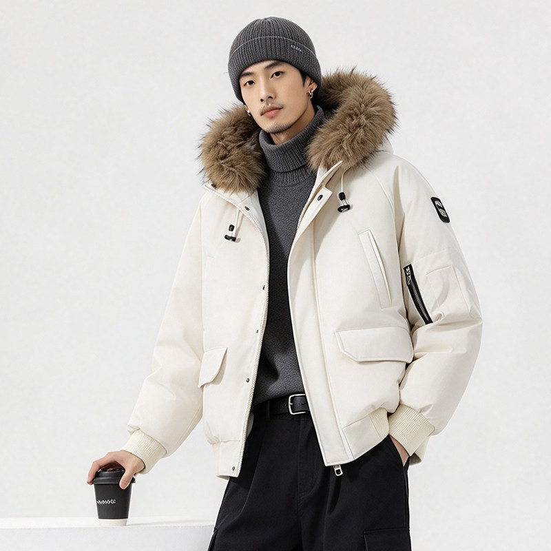 美式飞行夹克棉衣保暖大毛领棉服