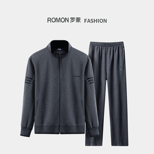 中老年男士 Romon 春秋季 男2023新款 外套两件套 罗蒙爸爸运动套装