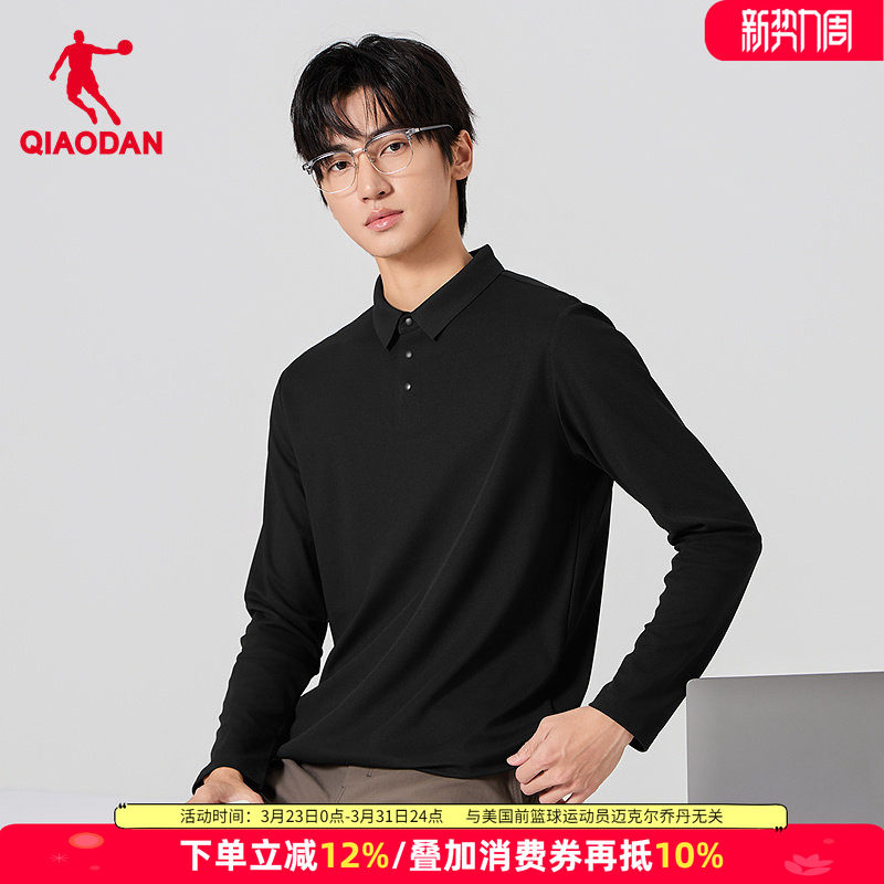 乔丹男士长袖POLO衫2026春季新款运动休闲T恤男商务翻领上衣男装