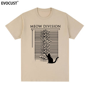 Joy Division短袖T恤快乐小分队分裂摇滚乐队卡通猫咪男女情侣Tee