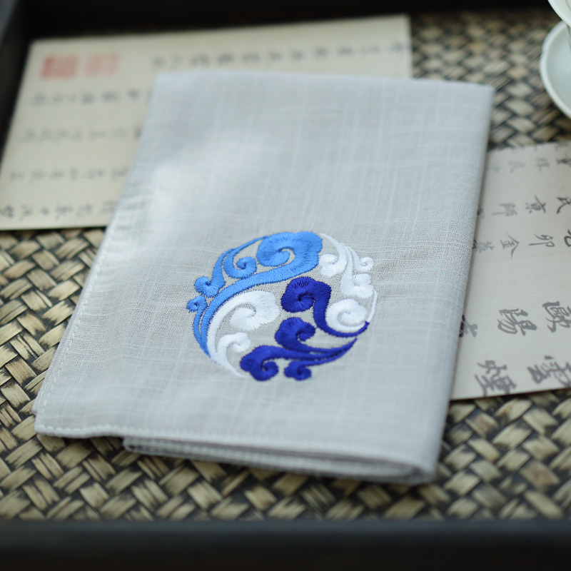 手帕纯棉男士小方巾云朵刺绣