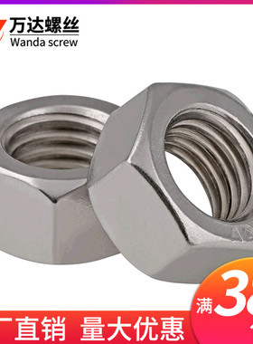 304不锈钢六角细牙螺母/细丝螺帽M6M8M16M22M24M27M30 *1x1.5x2.5