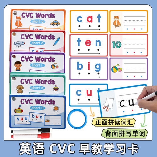 英语CVC自然拼读基础学习闪卡