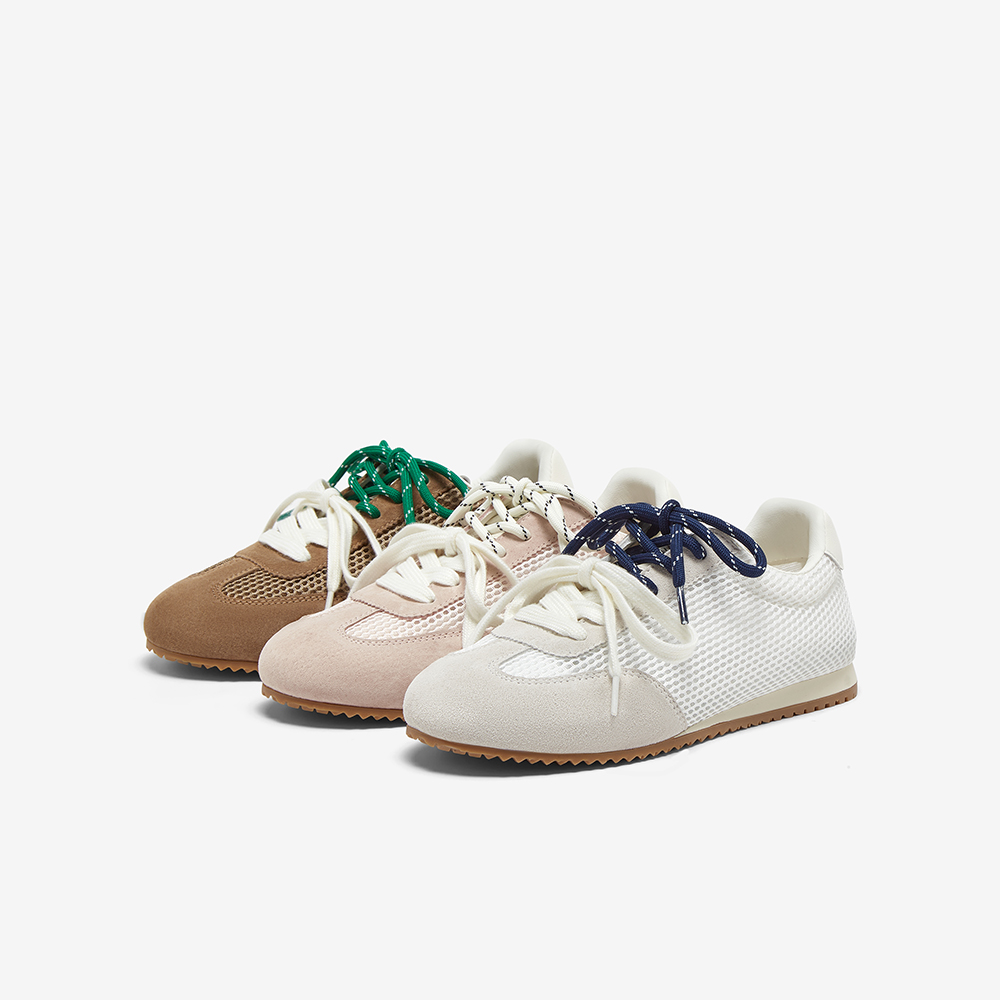 百思图2025夏季商场新款网面透气运动德训鞋平底女休闲鞋I1507BM5