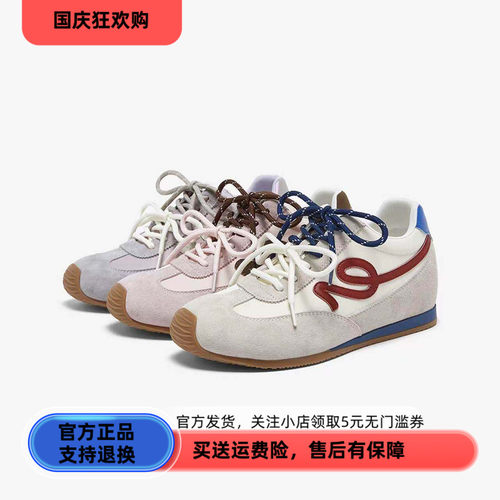 百思图2026春季新款时尚复古运动增高女休闲鞋D5078AM6