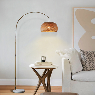 侘寂风钓鱼落地灯侘寂复古茶室禅意设计师客厅卧室床头艺术阅读灯