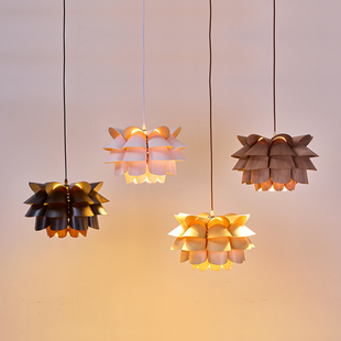 实木艺术吊灯创意个性花瓣造型灯卧室餐厅网红民宿店铺设计师灯具