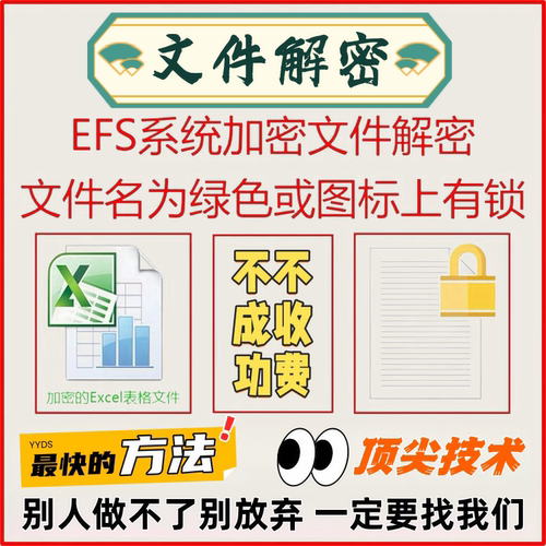 EFS解密文档文件文件夹绿色有锁提示没有权限数据加密解密WPS修复
