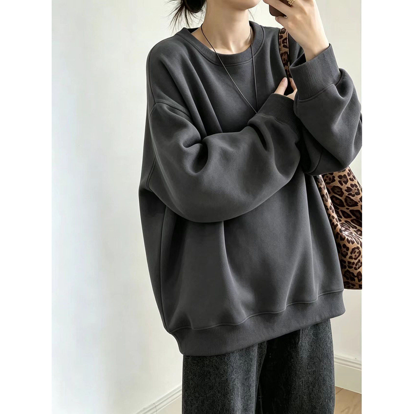 秋冬加绒加厚宽松卫衣女