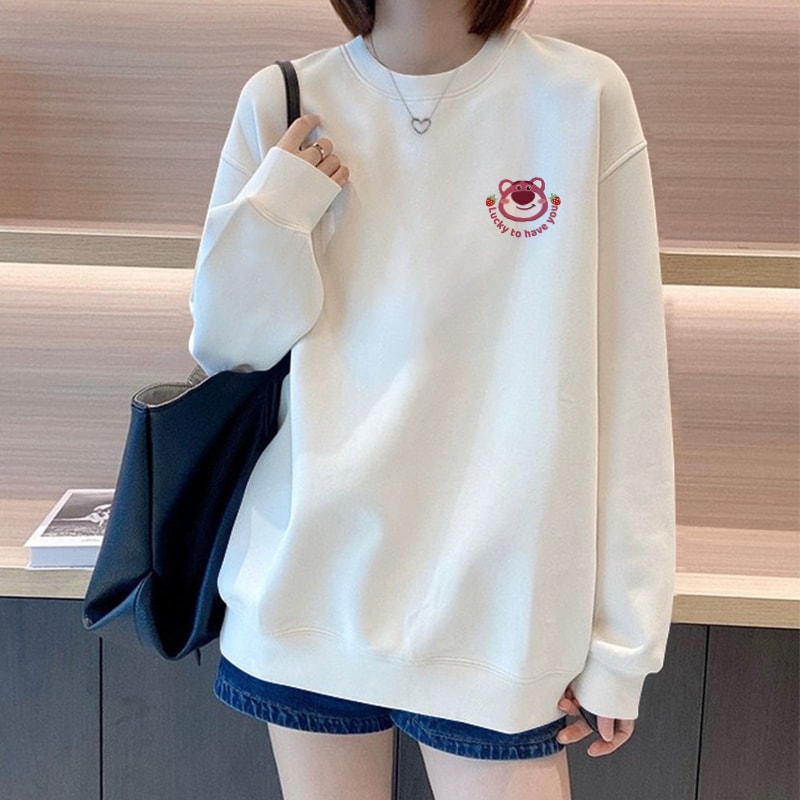 卡通加绒加厚无帽卫衣秋冬季百搭