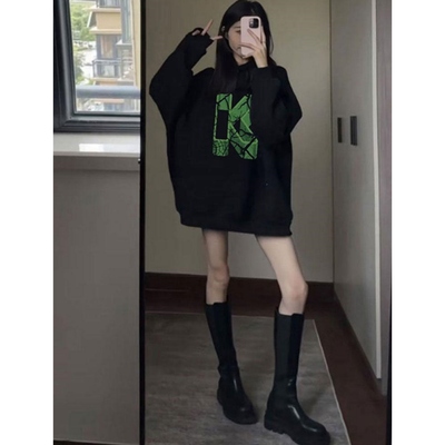 大码高端卫衣女秋冬加绒加厚