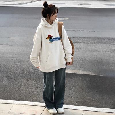 秋冬季加绒连帽卫衣长袖宽松版型