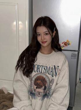 圆领加绒加厚卫衣女软妹感休闲风