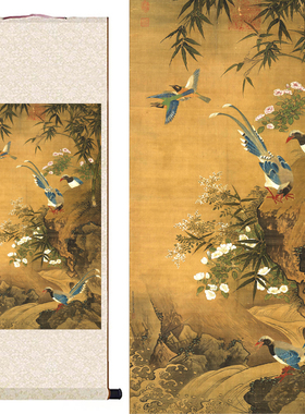 花鸟画卷轴挂画装饰画