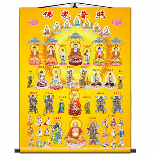 全佛图阿弥陀佛观音画像卷轴挂像