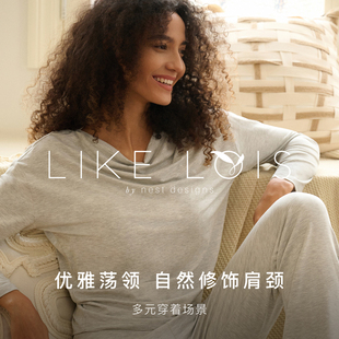 Lois荡领上衣可外穿家居服休闲睡衣 T恤Like Nest Designs女士长袖