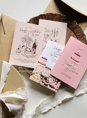 Danny画画原创 手绘ins风生日贺卡手写祝福卡片