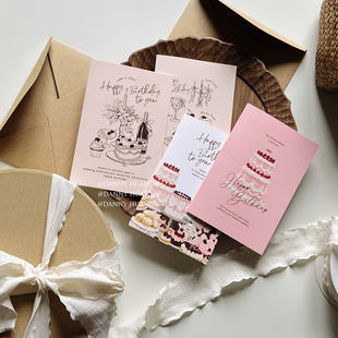 Danny画画原创 手绘ins风生日贺卡手写祝福卡片