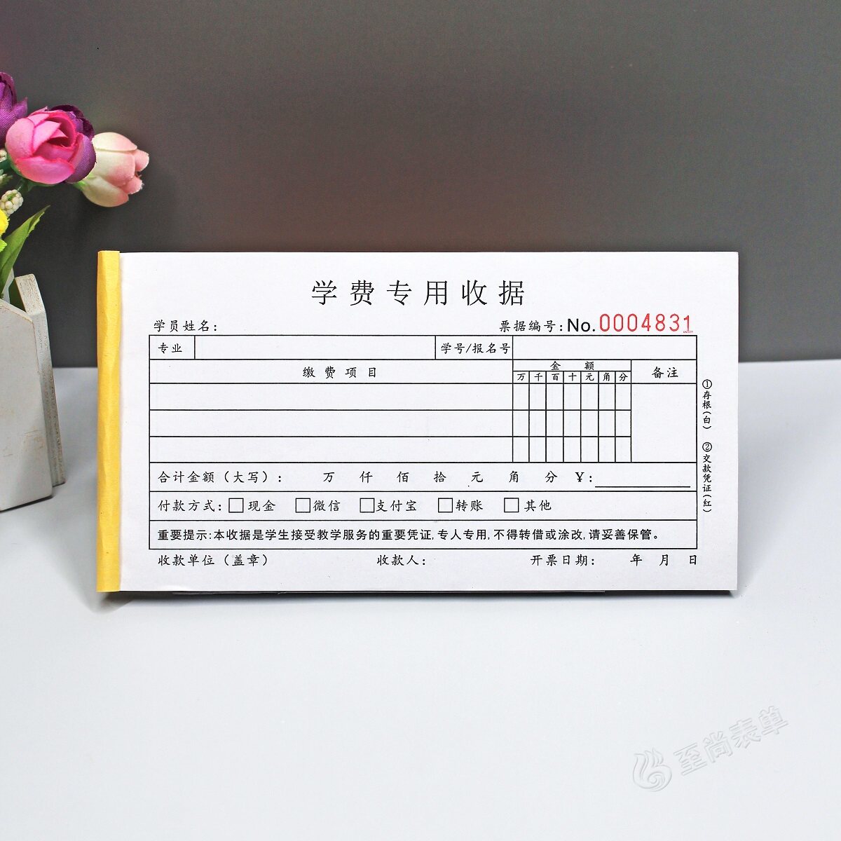 手写大学学费专用二联收据定制