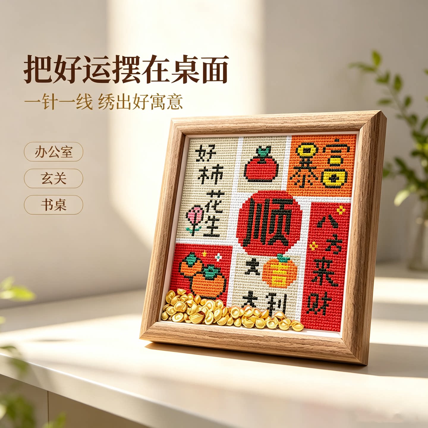 八方来财暴富招财十字绣材料包