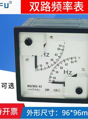 WDZ96D两路双指针式交流双频率仪表45-65HZ/220V/380V100V赫磁表