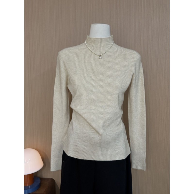 极简风灰色半高领针织衫女秋冬修身长袖打底衫高级感叠穿上衣